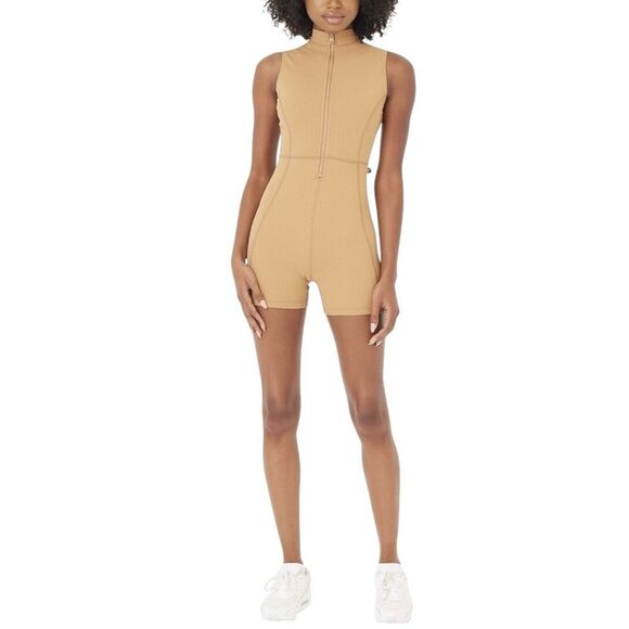 New Gigi C Keelan Zip Up Romper S Camel Snakeskin - Picture 1 of 5